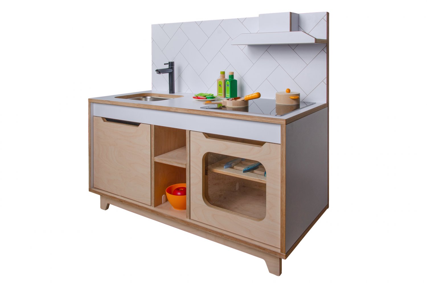 Wooden Plywood Kitchen for early learning WHITE