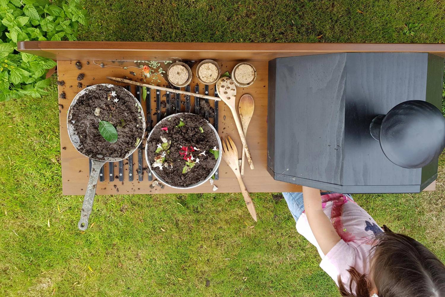 wooden outdoor kitchen