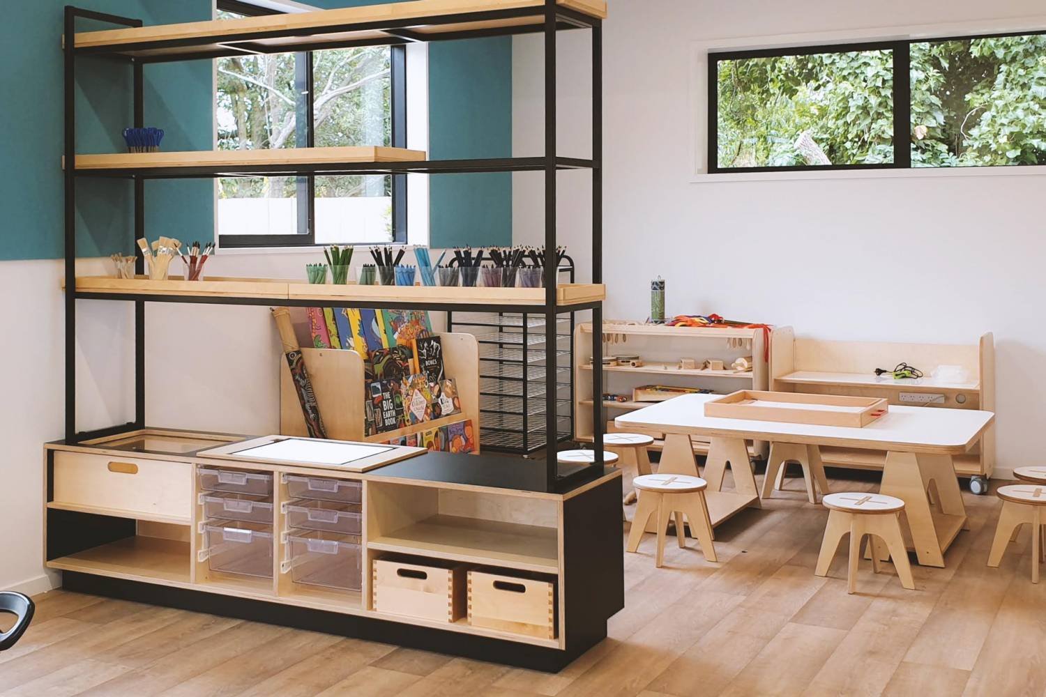 school tiered shelving 