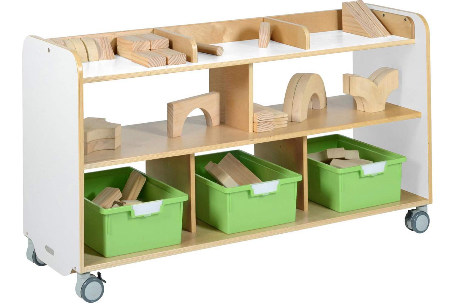 Wooden storage shelving for schools