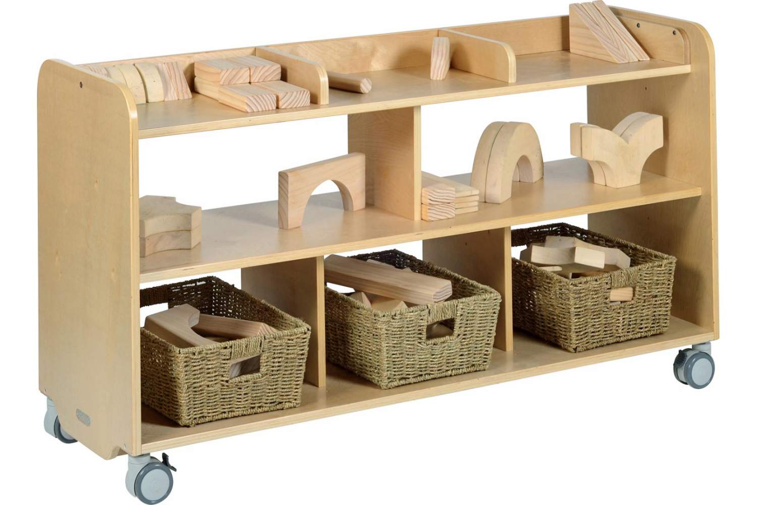 Wooden storage shelving for schools