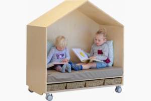 wooden book nook